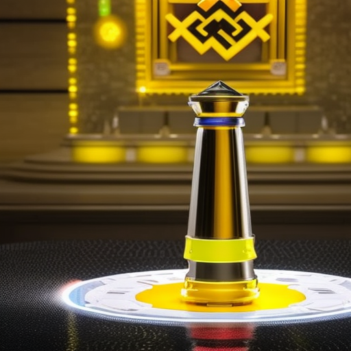 Ful faucet with a light-up Binance Coin logo in the center, overflowing with coins and other incentives