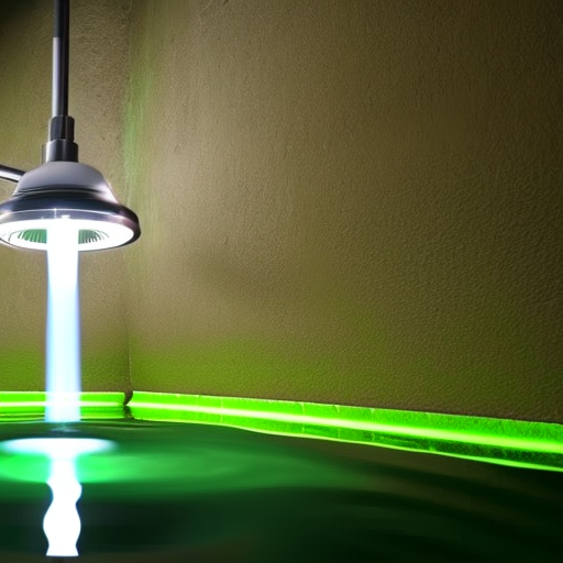 faucet with a glowing light symbolizing saving water and a pile of coins representing rewards for being eco-conscious