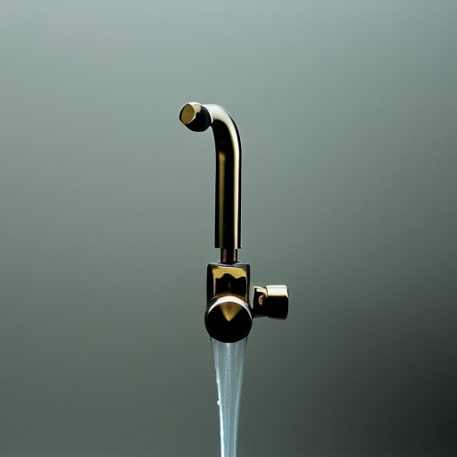 Ing faucet with a water drop in midair, fastened onto a wall with a timer next to it