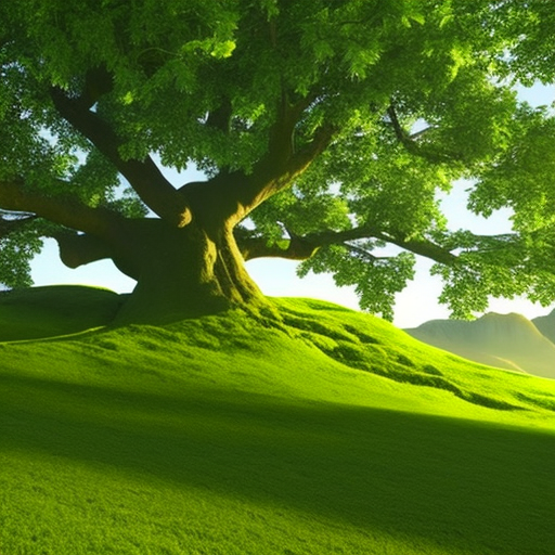, verdant tree with roots that extend into the earth and a single crypto tap sprouting from its trunk