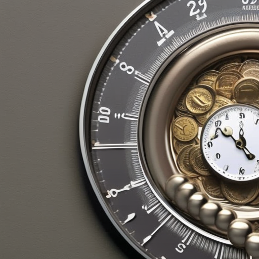 Stration of a stopwatch and a row of coins with a hand reaching out to grab one