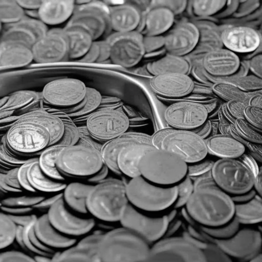 Person with hands cupped under a running faucet filled with coins, smiling in delight