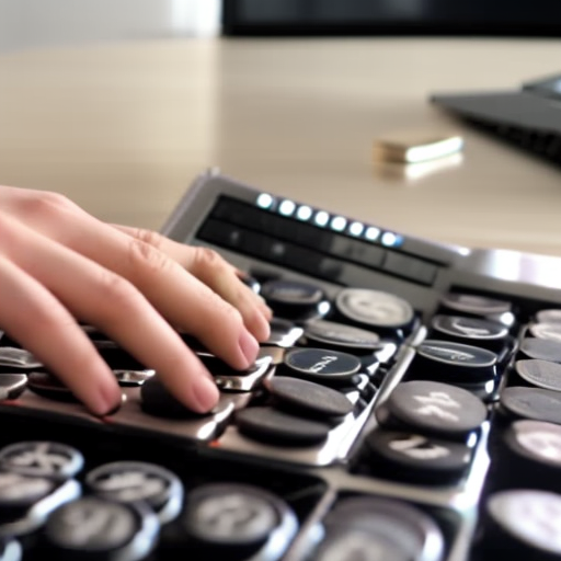 of a person's hands typing on a laptop keyboard with a stream of coins pouring from the laptop screen into a pile of coins