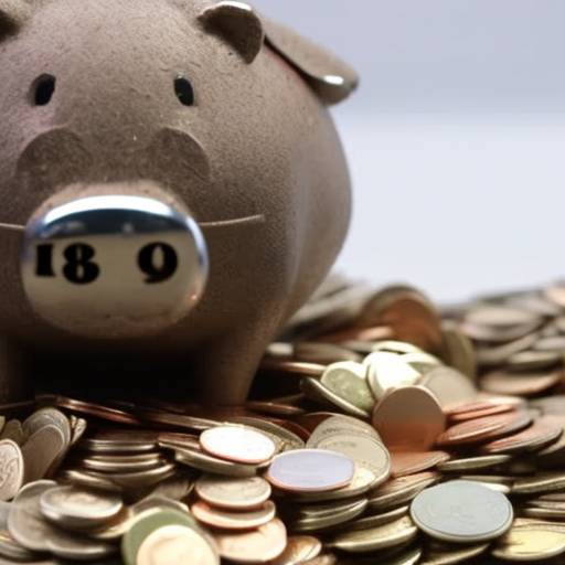 Flowing piggy bank, coins scattered around it, and a calculator in hand