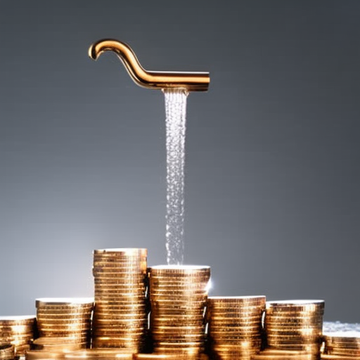 Flowing faucet with coins cascading out, representing continuous financial flow