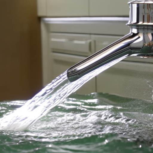 N in a kitchen, hand on the faucet, eyes closed in a moment of satisfaction as the water quickly turns on