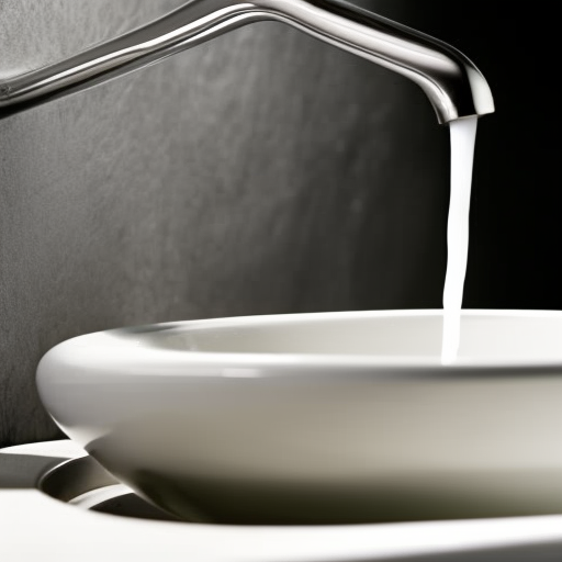 -up of a faucet with a ripple of water pouring into a ceramic basin, emphasizing the immediate satisfaction of a steady stream of water