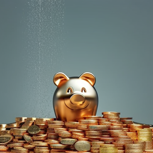 Ful illustration of a piggy bank overflowing with coins and bills, with a fountain of coins spilling out from the top