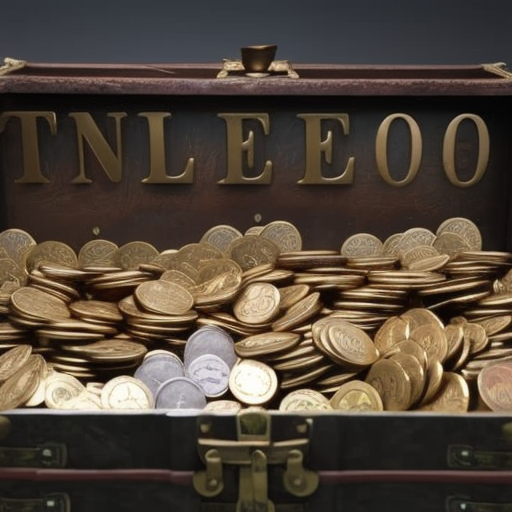 Holding a treasure chest overflowing with coins, some of which are labeled "Altcoin"