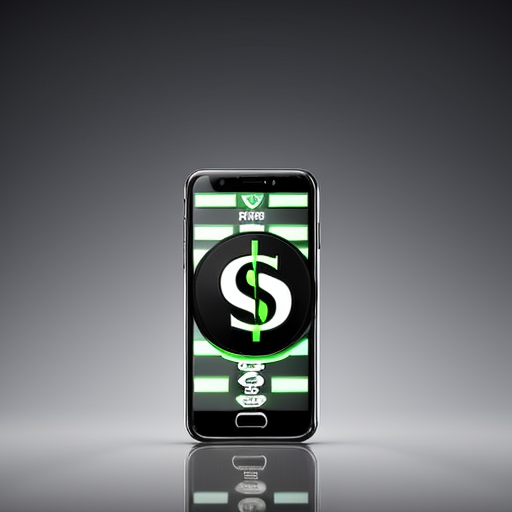 E of a black smartphone with a faucet icon emitting a bright green dollar sign