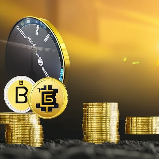 A person happily collecting Binance coins from a digital faucet, with a timer in the background, signaling the speed at which the earnings are accumulating