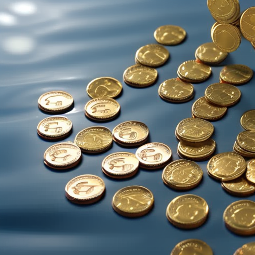 Drops cascading from a faucet into a pool of coins, representing swift payout