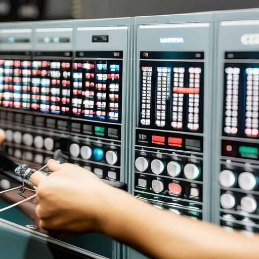 Red NFT experience: a close up of a person's hands adjusting a colorful, intricate set of buttons on a control panel