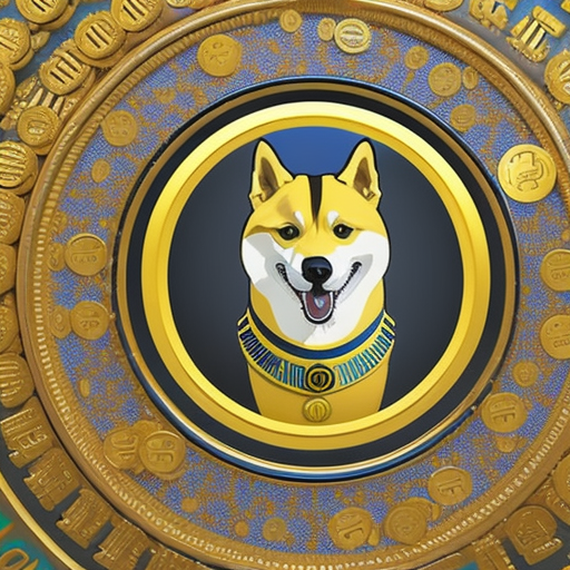 Ful illustration of a dogecoin with a bright, shiny golden shower of coins raining down onto a group of faucets