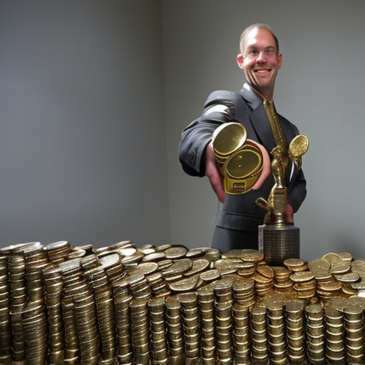 Person with their hands held out, cradling a dripping faucet and a pile of shining coins