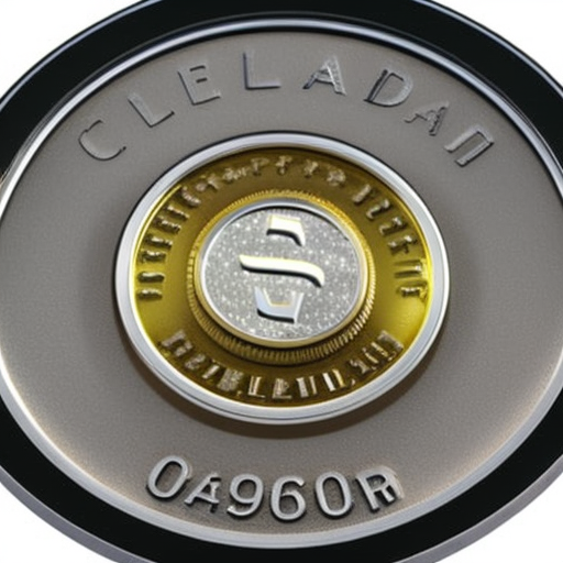-up of a silver litecoin coin with a gold verified checkmark in the center, shining brightly