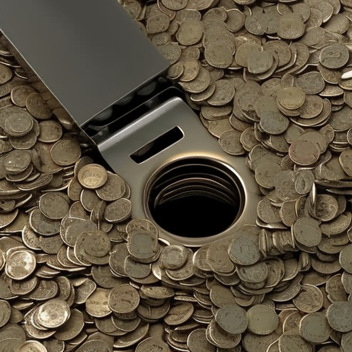 Ing tap with a pile of coins spilling from it