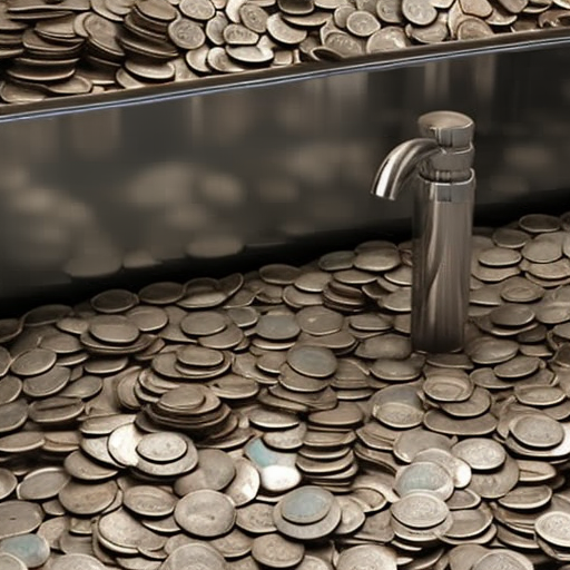 Flowing sink with coins cascading down, each one representing a loyalty point